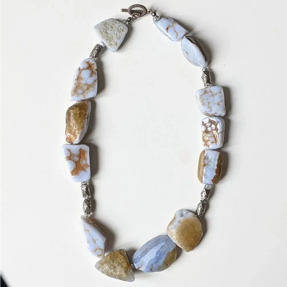Agate Necklace Blue & Brown - Picture 4 of 4